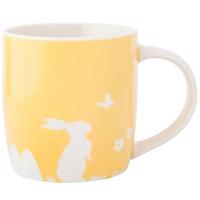 Altom Porcelánový hrnček Zajac s motýľom, 360 ml, žltá