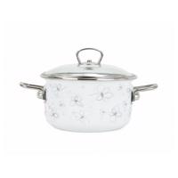 Belis Smaltovaný hrniec s pokrievkou Premium, biela, 24 cm, 5,5 l, 5,5 l
