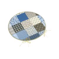 Bellatex Sedák Adela okrúhly hladký Patchwork modrá, 40 x 40 cm