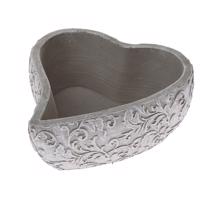 Betónový obal na kvetináč Lace heart sivá, 18 x 21 cm