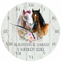 Bohemia Gifts Drevené hodiny - Pro milovníky koní, 24 cm