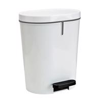 Denox Oval pedálový odpadkový kôš 25 l, plast, biely, 25 l
