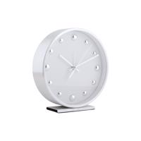 Dizajnové stolové hodiny/budík Karlsson 5970WHbiely, priemer 16 cm