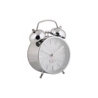 Dizajnový budík Karlsson 6009CH strieborný,priemer 12 cm