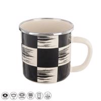 Hrnček smalt ŠACHOVNICA Lem 0,41 l, pr. 8,8 cm