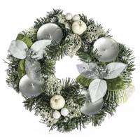 HTH Ozdobený adventný veniec pr. 25 cm strieborná