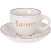 Kameninová šálka s podšálkou Espresso, 100 ml, krémová