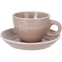 Kameninová šálka s podšálkou Espresso, 100 ml, mocha