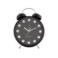 Karlsson 6019BK dizajnové stolové hodiny/budíkčierne, priemer 30 cm