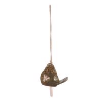 Keramický závesný zvonček Vtáčik, zelená, 13 x 45 x 9 cm