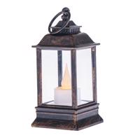 Lampáš s LED sviečkou Cremona bronzová, 6 x 13 cm