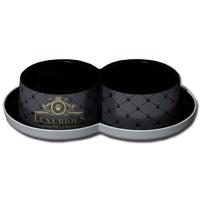 Moderna Dvojmiska pre mačky Trendy Luxurious čierna, 2x 0,35 l