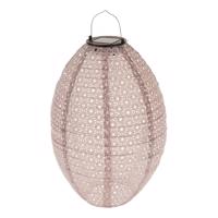 Textilný lampáš so solárnym LED svetlom, 25 cm,hnedý