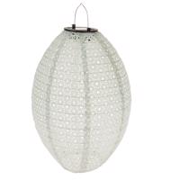 Textilný lampión so solárnym LED svetlom biela, 35 x 25 cm