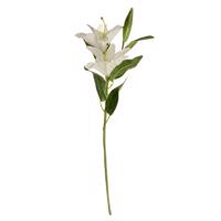 Umelá kvetina Ľalia veľkokvetá biela, dva kvety a púčik, v. 84 cm